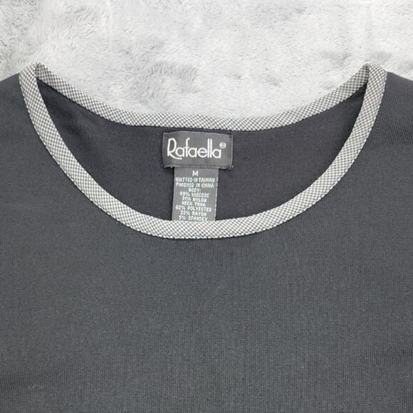 Rafaella Top Womens M Black White Houndstooth Trim Sleeveless Stretch Knit Shell - Picture 3 of 9